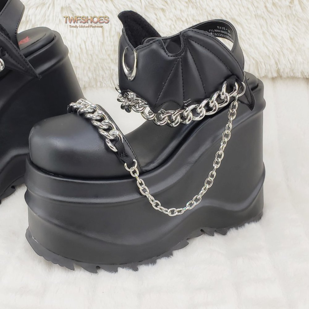 Wave 20 Platform Goth Punk Sandals Bat Closure - Picture 12 of 15